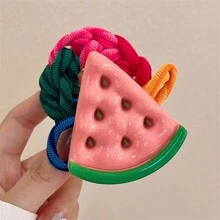 1 pezzo Elastico per capelli a fantasia di frutta (fragola, anguria, ananas), accessorio per capelli casual da donna, fermaglio per coda di cavallo, elastico per capelli