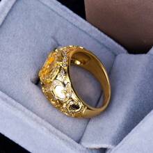 1pc Fashion Business Crown Decor Ring, Suitable For Men's Daily Wear & Engagement - Gold - View 5