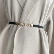 1 Dây Kim Loại Thời Trang Nút Thắt Ngọc Trai Đàn Hồi Thắt Lưng, Đen/Màu Be, Thích Hợp Cho Phụ Nữ/Bé Gái Mặc Hàng Ngày - A - Xem 10