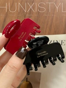 1pc Vintage Square Hollow Alloy Large Hair Clip, Elegant Design 'France' Branded Hairpiece Accessories For Women Hair Claws Claw Clips Hair Clips Hair Jaw Clip Hair Clamps Hair Clutch Hair Catcher Clip