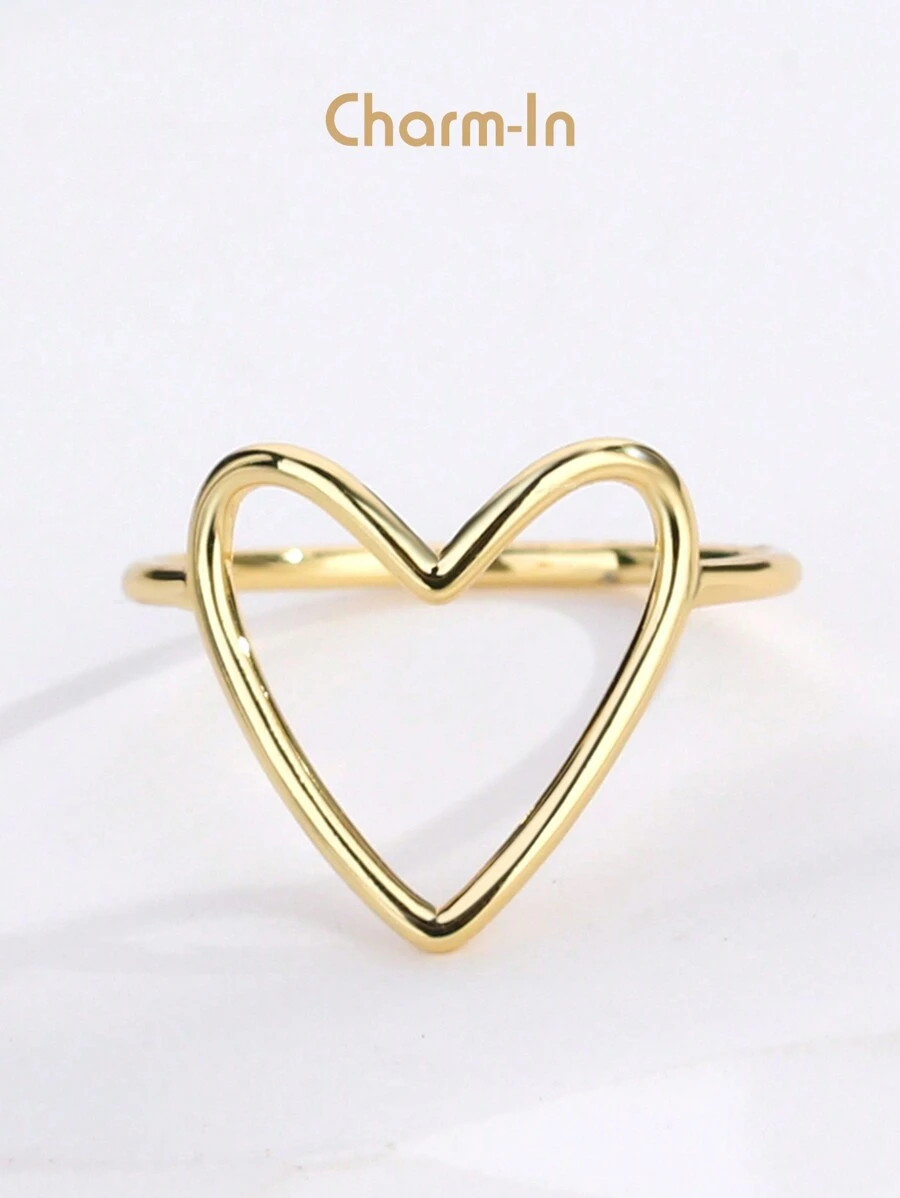 Charm-In 情人节礼物。1 件镂空心形女士铜戒指镀 18K 镀层厚度为 0.03-0.05μm 情人节 - 金黃色 - 查看 1