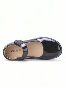 Sapatos Oxford de couro envernizado preto infantil para meninas