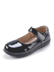 Sapatos Oxford de couro envernizado preto infantil para meninas