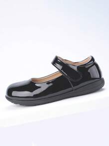 Sapatos Oxford de couro envernizado preto infantil para meninas