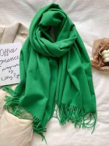 MilyModa Unisex Plain Scarf 150g With Fringes - Green - View 2