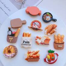 10 Stücke sortiertes Mini-Food DIY Harz Handwerk Zubehör - Brot, Schmuckzubehör, Schreibwaren, Handyhülle, Schlüsselanhänger, Tasse, Schuhschnalle, Kühlschrankmagnet Dekoaufkleber, Schmuckherstellungsset, beidseitiger Kleber enthalten