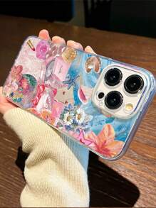 1pc Colorful Disco Ball Design Transparent TPU Full Body Shockproof Anti-Fingerprint Phone Case Compatible With IPhone - Multicolor - View 2