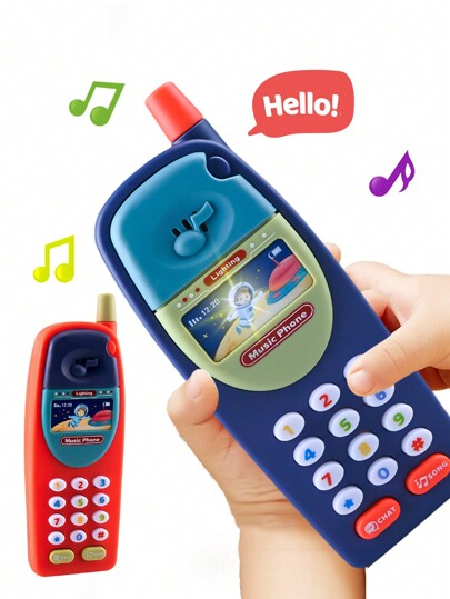 NEUSNEY لعبة هاتف خلوي محاكي للموسيقى متعدد الوظائف ، طراز كرتوني ، صوت طلب محاكي ، تعلم ممتع ، تنوير الأطفال ، تفاعل الوالد والطفل ، هدية للأولاد والبنات 3+ سنوات. إكسسوارات وتغليف عشوائي ، البطاريات غير مشمولة ، مع شهادة الأطفال
