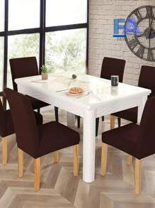 Funda unicolor elástica para silla con 2/4/6 piezas, funda protectora para silla de comedor, cubierta decorativa para taburete de hogar - Marrón Chocolate - Ver 5