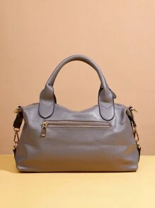 Bolso de mano de gran capacidad encerado de moda y elegante, bolso de hombro de unicolor conveniente, bolso de mensajero con diseño de cadena, bolso antirrobo con cierre de cremallera, bolso de viaje con asa doble, bolso cuadrado con correa ajustable, bolso de axila, bolso de almacenamiento, maletín profesional para mujer, bolso con forma de caja, adecuado para la noche, citas, vacaciones, viajes de negocios/viajes al trabajo/oficina, uso diario