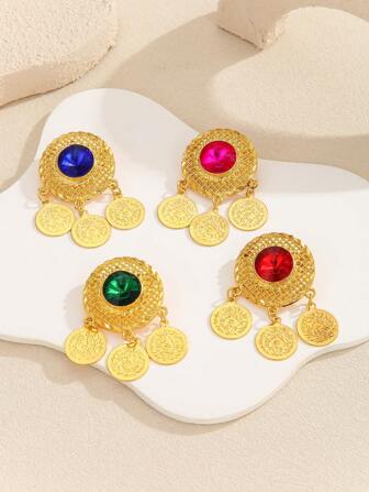 1pc Fashionable Elegant Palace Retro Style Relief Hollow Crystal Glass Geometric Pattern Women's Brooch Pin Suitable For Giving To Relatives And Friends Daily Holiday Banquet Wear