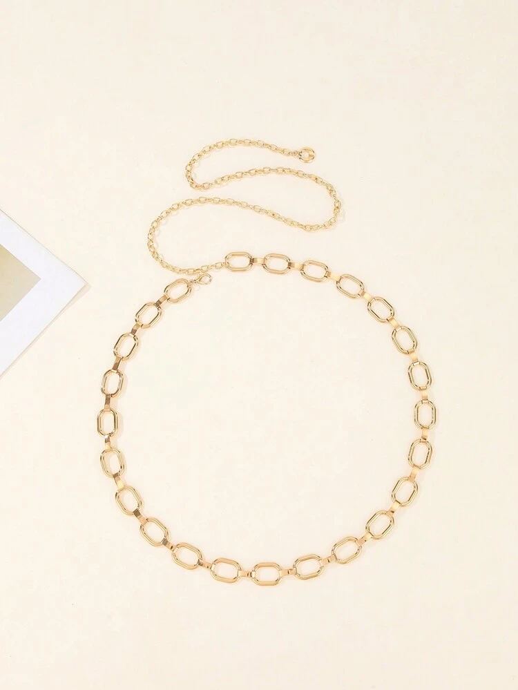 1pc Women's Single Layer Classic Square Metal Alloy Decoration Waist Belt,Suitable For Summer Casual Daily Wear, Great Gift For Friends In Christmas Summer, School Fall, Autumn, Halloween