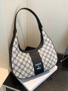 Women's Fashionable Commuter Two-Tone Large Capacity Casual Retro Shoulder Bag, Suitable For Date, Shopping, Gift