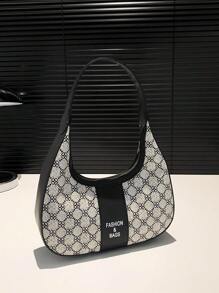 Women's Fashionable Commuter Two-Tone Large Capacity Casual Retro Shoulder Bag, Suitable For Date, Shopping, Gift