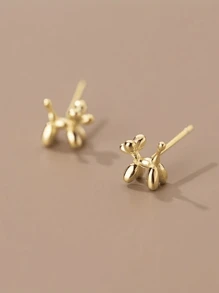 1 đôi Bông tai hình chú chó bóng bay thời trang, Bông tai đeo hàng ngày tiện lợi có thể ngủ trong - Vàng - Xem 1