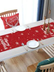 1 pieza Camino de mesa navideño, diseño vintage de muñeco de nieve, Feliz Navidad, material de poliéster, 35x180cm, estilo país vintage, adecuado para fiestas y reuniones familiares navideñas, como pieza decorativa para mesas de comedor y sala de estar, Halloween, decoración de Halloween - Multicolor - Ver 3