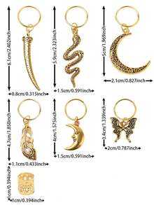 26pcs Gold Hair Rings Set, Y2K Punk Boho Hair Accessories Hair Clips Everyday & Party Hair Decorations - Gold - View 6