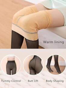 1pc Women's 200g Thermal Black Thermal Lined Tights/Pantyhose,Warm Tights,Thickened Fleece Stockings,Translucent,High Elastic,Sexy Slim Fit Leggings,Soft And Smooth,Fashionable Leg Slimming,Suitable For Fashionista Girl,Young Lady,Teenager,-10~10°C,Autumn/Winter Tights,Party,Disco,Various Holidays, Sports, Leisure, Business And Other Daily Wear.