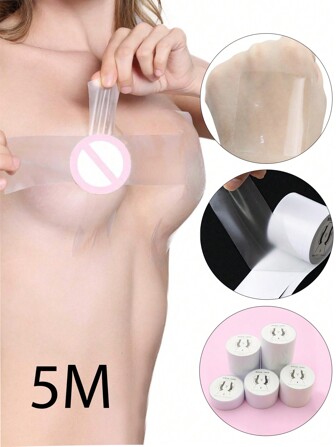 5米/卷透明提胸貼，隱形推進膠布，時尚身體推進膠帶隱形乳貼內衣，防下垂乳貼，可拋棄運動膠帶，防光漏，隱形胸貼，防水乳頭蓋，適用於男女泳裝