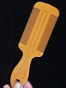 New Thick Plastic Lice/Nits Comb, Professional Dual-Sided Finer Teeth With Handle For Scalp Dandruff Removal - Yellow - View 7