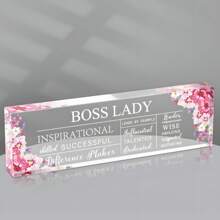 1pc Acrylic Desktop Ornament, Women's Office Decor, Thank You Gift For Boss And Birthday Gift, Female Business Leader (Pink Style) - Pink - View 2