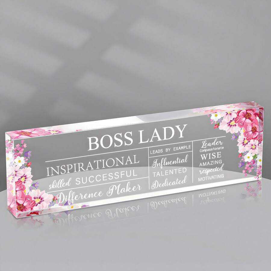 1pc Acrylic Desktop Ornament, Women's Office Decor, Thank You Gift For Boss And Birthday Gift, Female Business Leader (Pink Style)