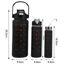 2000ml 800ml 300ml 大容量男女通用吸管杯 家用户外运动便携手拎带刻度 耐高温水瓶三件套杯子 - 多色 - 查看 6