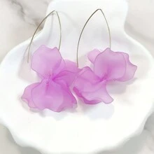 1 par de brincos com combinação de pétalas de flor roxa, adequados para uso diário