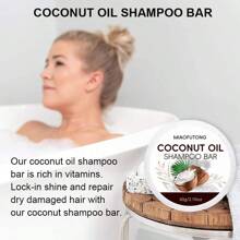 Shampoo em Barra de Óleo de Coco MIAOFUTONG para Cabelos Secos, Unissex Adulto, Fórmula Hidratante com Óleo de Cocos Nucifera, Sabonete Artesanal de Limpeza Profunda para Todos os Tipos de Cabelo, 60g - Branco - Visão 2