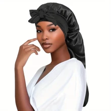 ZTZI Braid Bonnet With Tie Band Soft Breathable Sleeping Night Cap Elegant Solid Color Extra Long Satin Bonnets For Women Girls - Multicolor - View 27