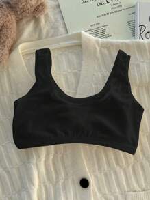 U-Shaped Vest For Teen Girls, Suitable For Developing Bodies. Backless With Fixed Cups. Anti-Protrusion And Shockproof Sports Bra For Teenage Girls