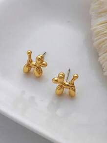1 đôi Bông tai hình chú chó bóng bay thời trang, Bông tai đeo hàng ngày tiện lợi có thể ngủ trong - Vàng - Xem 3