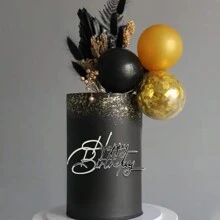 3 件生日快乐银色蛋糕装饰亚克力装饰，圣诞节 - 銀色 - 查看 2