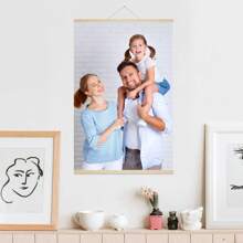 1pc Custom Wooden Frame Hanging Scroll Painting, Personalized Wall Art Canvas Poster, Canvas Wall Art, Custom Image Printing, Art Photo Printing, Home Decoration Bedroom, Living Room, Study Decoration Painting, Space Decoration, Valentine's Day, Thanksgiving, Birthday Gift Decoration Exquisite, Modern, Contracted Custom, Personalized, Unique Ideal Gifts For Mother's Day, For Children's Day, For Graduation, For Housewarming Living Room, Valentine Day Decor, Customized Wall Art, Home Refresh - Multicolor - View 3