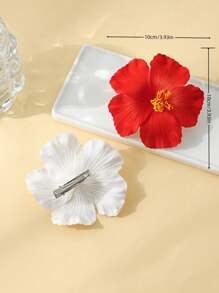 2 peças/Conjunto Elegante Grampo de Cabelo Flor de Hibisco, Adequado para Passeio, Festa, Férias, Grampos de Cabelo, Presilhas de Cabelo, Material Escolar