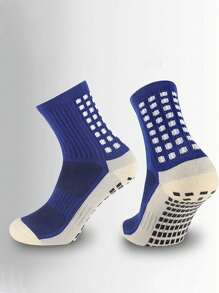 4pairs Football Socks For Men, Thick Short & Long Tube Grip Anti-Slip Crew Socks, Black & White, Grip Socks, For Gym - Black and White - View 3