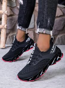 Zapatos deportivos de hombre tipo cuchilla, zapatos para correr transpirables y amortiguadores, para correr, cancha de tenis, ligeros antideslizantes, zapatos deportivos para caminar, cómodos de poner y quitar con suela suave - Negro - Ver 5