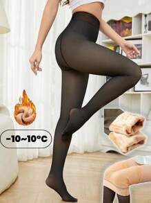 1pc Women's 200g Thermal Black Thermal Lined Tights/Pantyhose,Warm Tights,Thickened Fleece Stockings,Translucent,High Elastic,Sexy Slim Fit Leggings,Soft And Smooth,Fashionable Leg Slimming,Suitable For Fashionista Girl,Young Lady,Teenager,-10~10°C,Autumn/Winter Tights,Party,Disco,Various Holidays, Sports, Leisure, Business And Other Daily Wear.