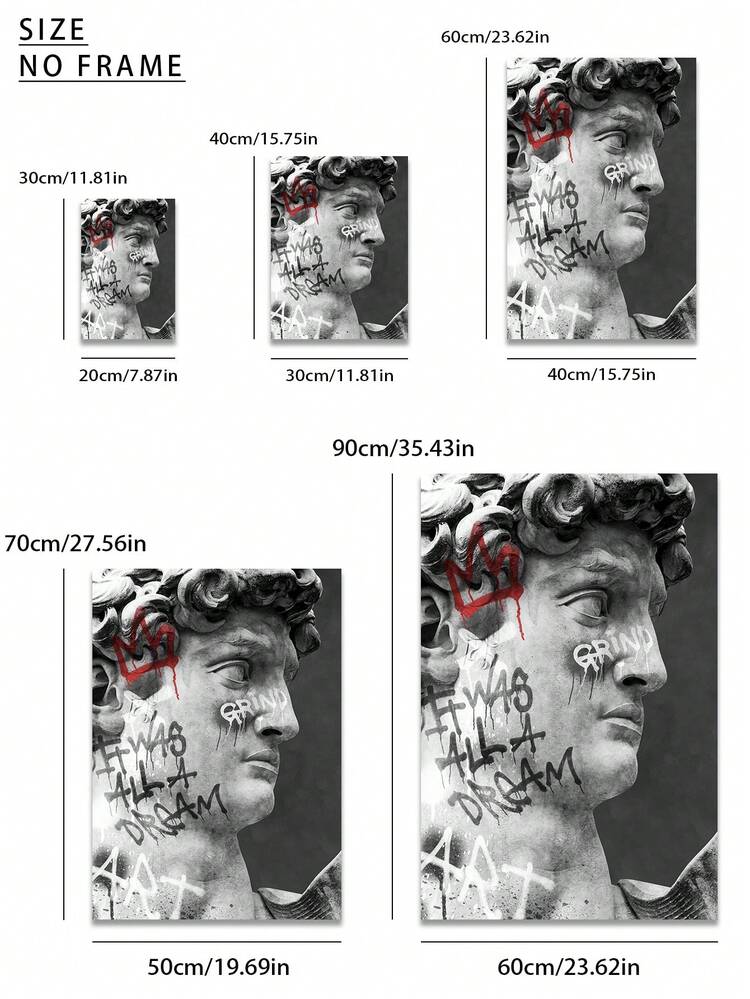 1入組帆布印花畫，現代藝術，雕塑塗鴉，北歐經典風格，入口/走廊，臥室牆上裝飾，客廳沙發背景，裝飾海報(不帶框架)，最大尺寸達60*90cm，是理想的完美禮物，家居裝飾，PVC硬管安全包裝 - 彩色 - 查看 3