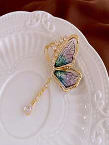 1 件优雅蝴蝶半透明昆虫流苏胸针披肩开衫围巾夹 - 彩色 - 查看 10