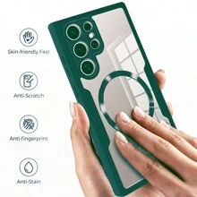 Hadaasi 1個裝 豪華360°全機身磁吸透明壓克力保護殼，內建螢幕保護貼，親膚材質，防刮，相容於 17e/17Pro/17ProMax/17Air/17/17e/16Plus 以及 Galaxy S26Ultra/S26Plus/S26/M36/S25FE/A57/A37, Reno14 Pro, Honor 400/400Pro/400Lite, Reno14 F, Hot 60 Pro/Hot 60 Pro+, 15C - 綠色 - 查看 6
