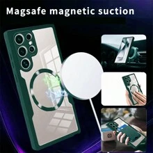Hadaasi 1個裝 豪華360°全機身磁吸透明壓克力保護殼，內建螢幕保護貼，親膚材質，防刮，相容於 17e/17Pro/17ProMax/17Air/17/17e/16Plus 以及 Galaxy S26Ultra/S26Plus/S26/M36/S25FE/A57/A37, Reno14 Pro, Honor 400/400Pro/400Lite, Reno14 F, Hot 60 Pro/Hot 60 Pro+, 15C - 綠色 - 查看 3