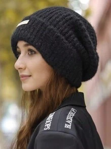 1pc Loose Knitted Beanie Hat, Warm Oversized Rib Knit Cap For Women And Men, Autumn Winter - Multicolor - View 17