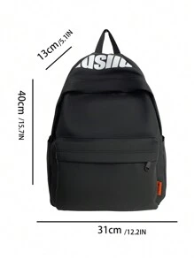 Minimalist Large Capacity Letter Print Backpack, Fashionable Travel Bag, First Day Of School, College Backpack