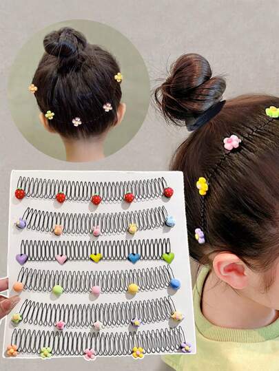 可爱发夹梳，金属丝发梳，大刘海框架，发型设计工具，头发修剪和固定装置，波浪梳，女士隐形发饰（长款）情人节情人节，发型设计工具