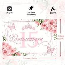 1 cái, phông nền tiệc Quinceanera vương miện màu hồng, biểu ngữ trang trí cho lễ kỷ niệm tại nhà và sự kiện, Giáng sinh - Nhiều màu. - Xem 2