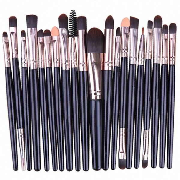 20pcs Professional Eye Makeup Brush Set Incl. Foundation, Eyeshadow, Detail, Lash & Brow Brushes For Liquid Cosmetics