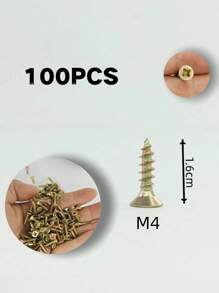 60 PEÇAS/100 PEÇAS/285 PEÇAS - Parafusos de Perfuração de Alta Resistência em Fibra de Madeira - Revestimento de Zinco Amarelo - Adequado para Madeira, Alumínio e Drywall - Tamanhos Disponíveis M4 (16-50mm)