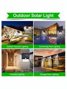 1 pieza Iluminación exterior con sensor de movimiento alimentado por energía solar con 100 bombillas LED y batería integrada de 1200mAh 18650. Adecuado para iluminar pasillos, decorar jardines, montar en paredes o vallas, iluminar jardines y entradas de vehículos. Portátil para uso de viaje, brindando seguridad e iluminación para el hogar y para barbacoas de camping. - Negro - Ver 8