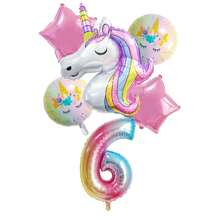 Globos de unicornio - Decoración de fiesta de cumpleaños de unicornio - Conjunto de globos de papel de aluminio - Macarons y globos de unicornio para boda, fiesta de cumpleaños, festival de música, suministros navideños